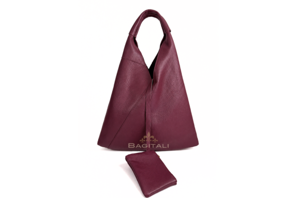 M591G Genuine Leather Hobo Shoulder Bag with Coin Pouch