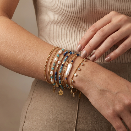 Blue Apatite & Pearl Bracelet Collection