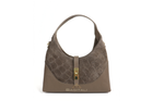 F399 Genuine Suede & Leather Shoulder Bag with Croc Embossed Detail