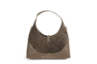 F399 Genuine Suede & Leather Shoulder Bag with Croc Embossed Detail