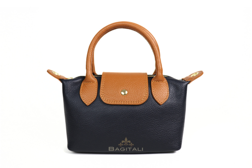 F297 Italian Genuine Leather Mini Grab Bag with Detachable Crossbody Strap