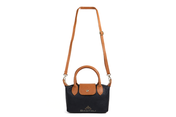 F297 Italian Genuine Leather Mini Grab Bag with Detachable Crossbody Strap
