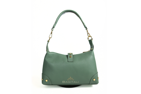 V402 Genuine Leather Shoulder Bag with Stud Detail & Adjustable Detachable Strap