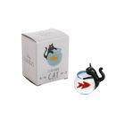 Artisan Glass Black Cat With Fish Bowl