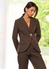 Brown Fashion Tailoring Gold Button Blazer and Trousers