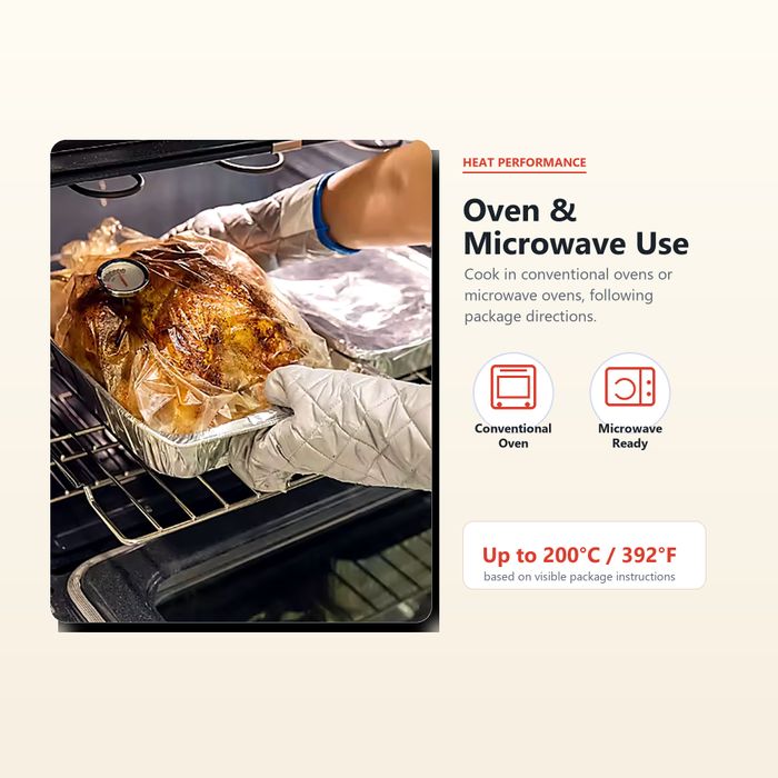 Oven Roasting Bags with Cable Ties | No‑Splatter High Heat Resistant Cooking Bags for Meat Fish Poultry