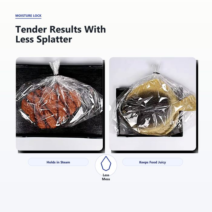 Oven Roasting Bags with Cable Ties | No‑Splatter High Heat Resistant Cooking Bags for Meat Fish Poultry