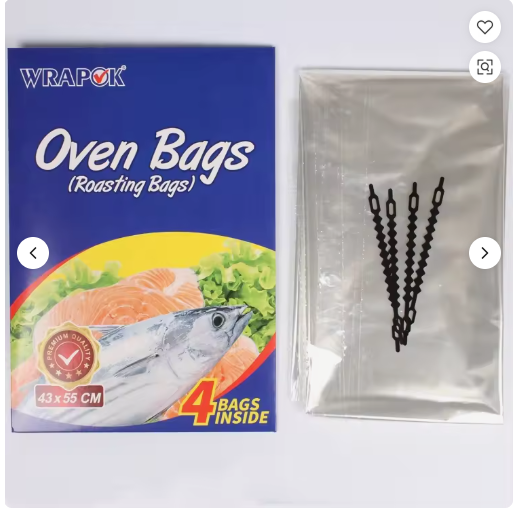 Oven Roasting Bags with Cable Ties | No‑Splatter High Heat Resistant Cooking Bags for Meat Fish Poultry