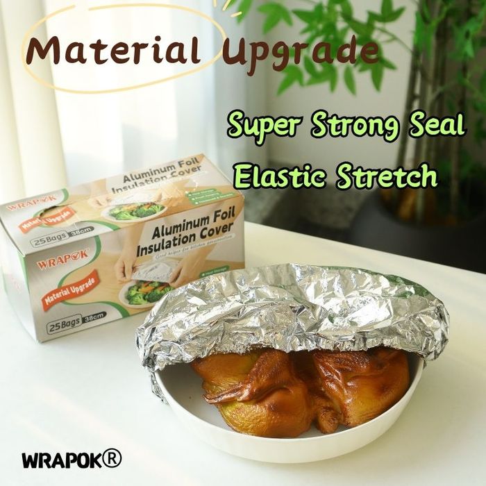 Reusable Aluminum Foil Food Insulation Covers 38cm, Elastic Stretch Bowl Covers for Heat Preservation & Food Fresh‑Keeping