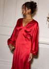 Satin Balloon Sleeve Midaxi Dress