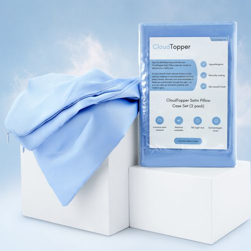 Luxury Satin Pillowcase Set - Sky Blue