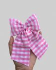 Pink and White Check midital bows