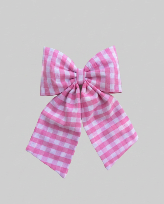 Pink and White Check midital bows