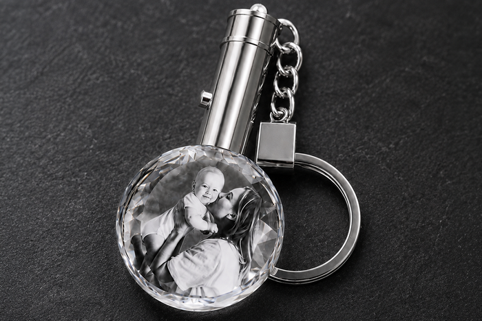 Personalised 3D Photo Keychain Crystal with LED Light