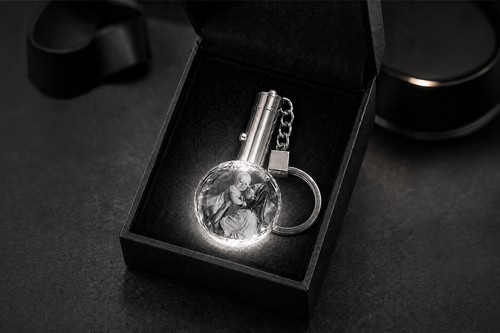 Personalised 3D Photo Keychain Crystal with LED Light