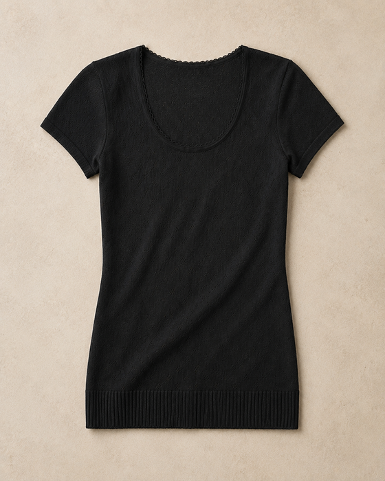 Signature Pointelle Short Sleeve Top | Cotton Seamless