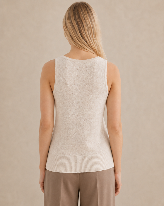 Signature Pointelle Sleeveless Vest | Cotton Seamless