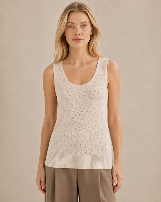 Signature Pointelle Sleeveless Vest | Cotton Seamless
