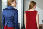 Silk Boat Neck Dress & Double-Breasted Textured Silk Jacket Set