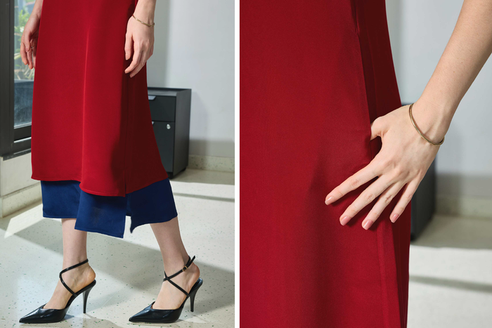 Silk Boat Neck Dress & Double-Breasted Textured Silk Jacket Set