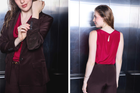 Silk Cowl Neck Top, Pintuck Trousers & Shawl-Collar Jacket Set