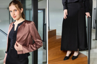 Silk Pintuck Peplum Top, Pintuck-Panelled Skirt & Cropped Jacket Set