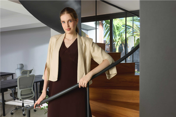 Silk Pintuck-Yoke Dress & Linen Jacket Set