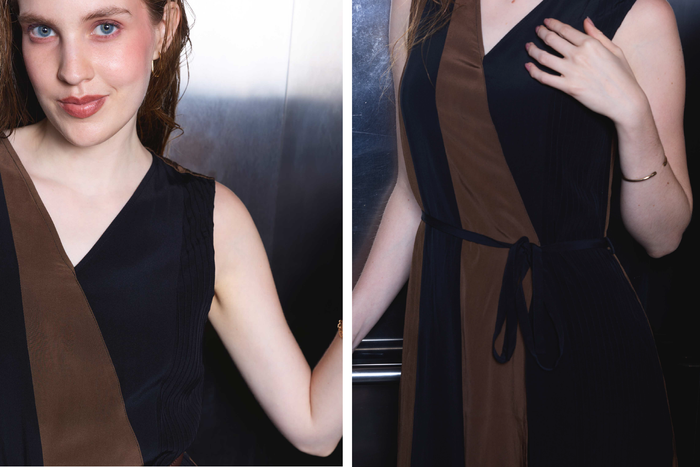 Silk Wrap-Style Panelled Dress