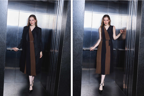 Silk Wrap-Style Panelled Dress