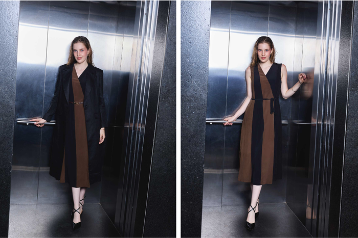 Silk Wrap-Style Panelled Dress