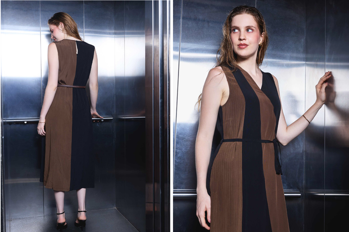 Silk Wrap-Style Panelled Dress