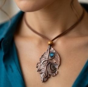 Electroform jewelry on natural leaf