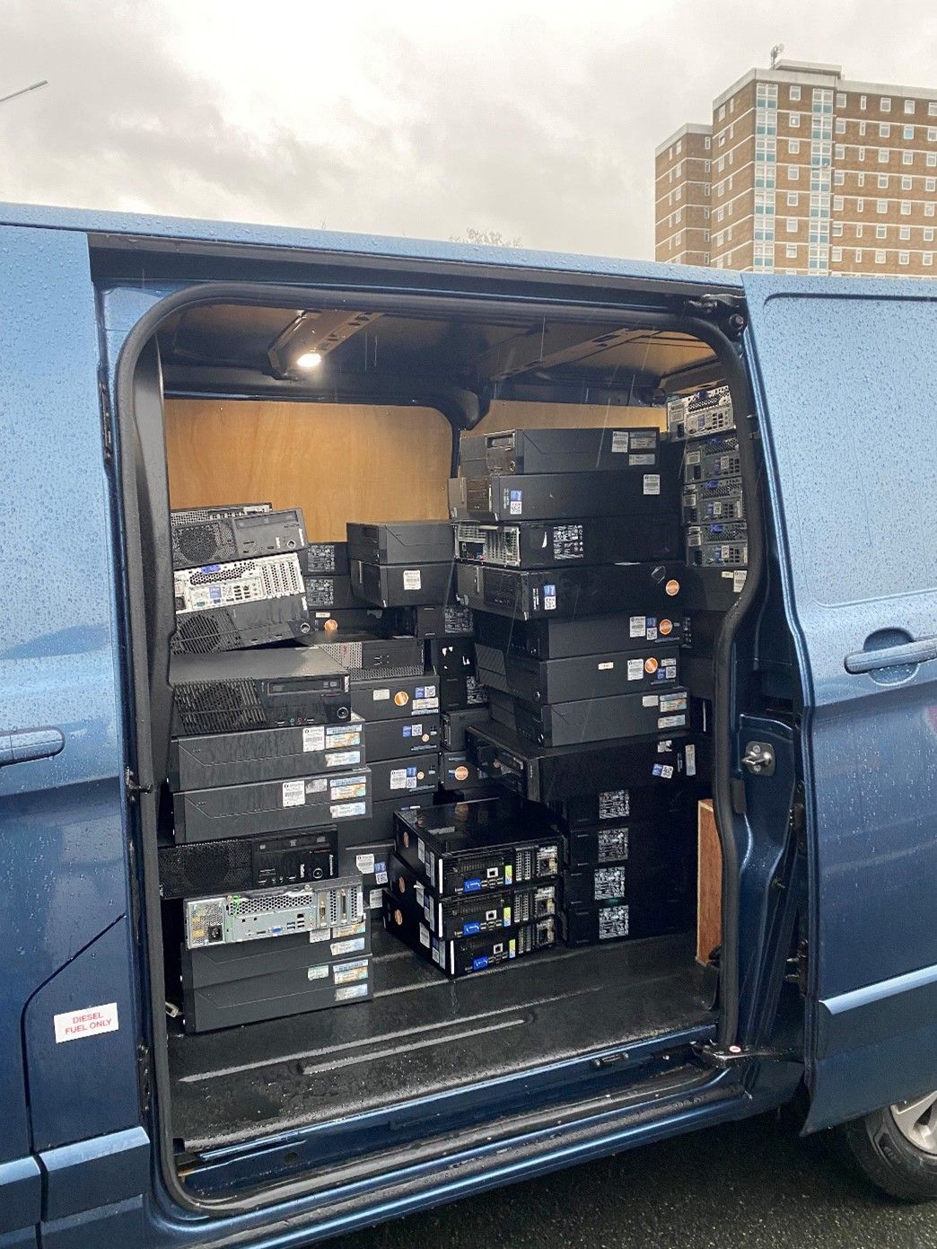 Computer machines in van