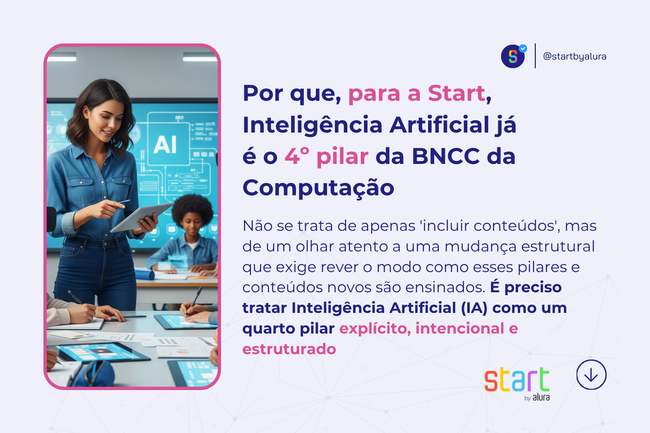 Por que, para a Start, Intelig&ecirc;ncia Artificial j&aacute; &eacute; o 4&ordm; pilar da BNCC da Computa&ccedil;&atilde;o