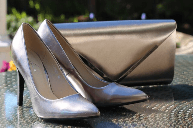silver-shoes-and-clutch-bag