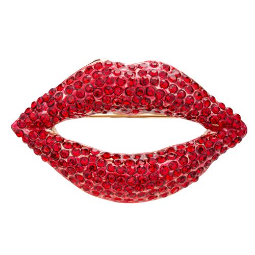 Red Crystal Lips Brooch