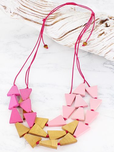Statement Wooden Triangle Necklace