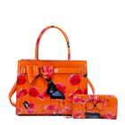 RJ211101 Poppy Flower & Butterfly Pattern Hand Bag and Purse Set
