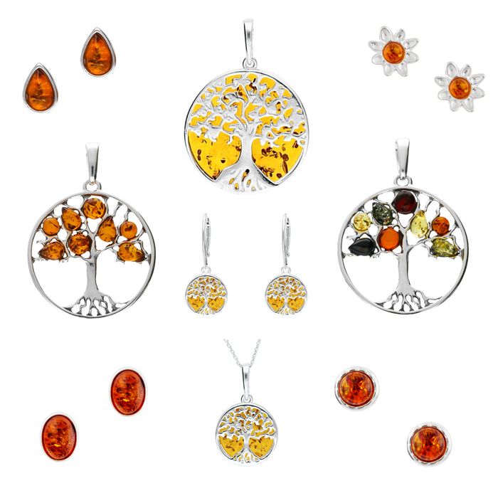Lovely Collection of Sterling silver Amber Pendants