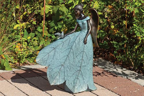 Angel with Bird Garden Statue