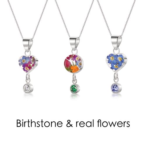 Birthstone & Real Flower necklaces
