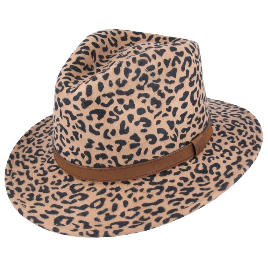 Maz Wool Fedora Hat With Leather Band - Leopard
