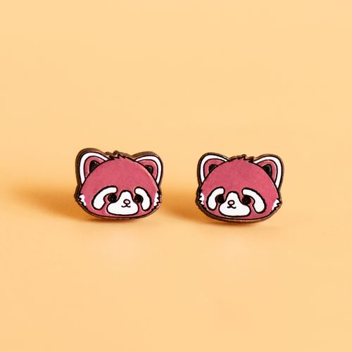 Hand-painted Red Panda Wooded Earrings