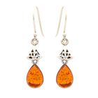 Natural Amber Dangle Earring in Sterling Silver
