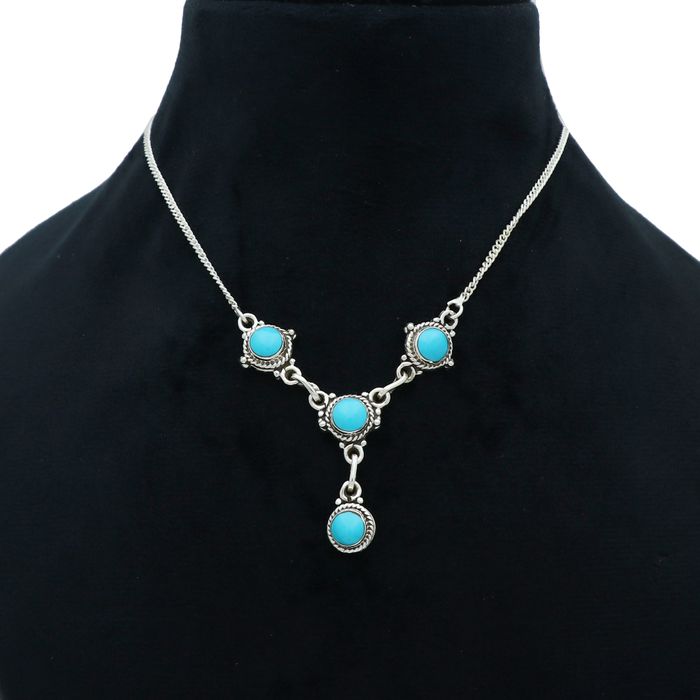 Natural Turquoise Necklace in 925 Sterling Silver
