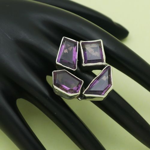 Natural Raw Uncut Amethyst Ring in 925 Sterling Silver