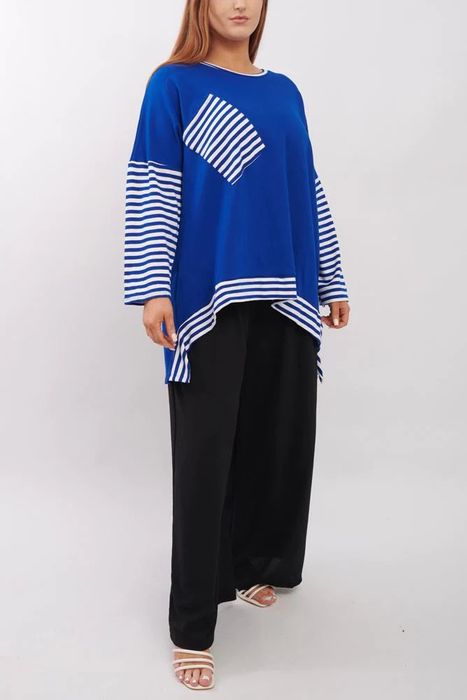 Stripe Pattern Pocket Cotton Top