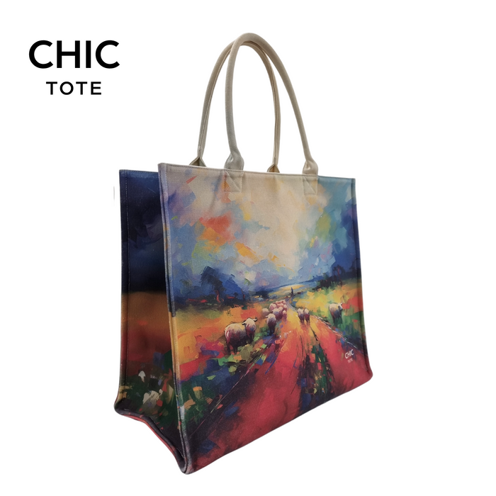 100% Artistic Cotton Tote Bag Sustainable Fashion-COUNTRY ROAD