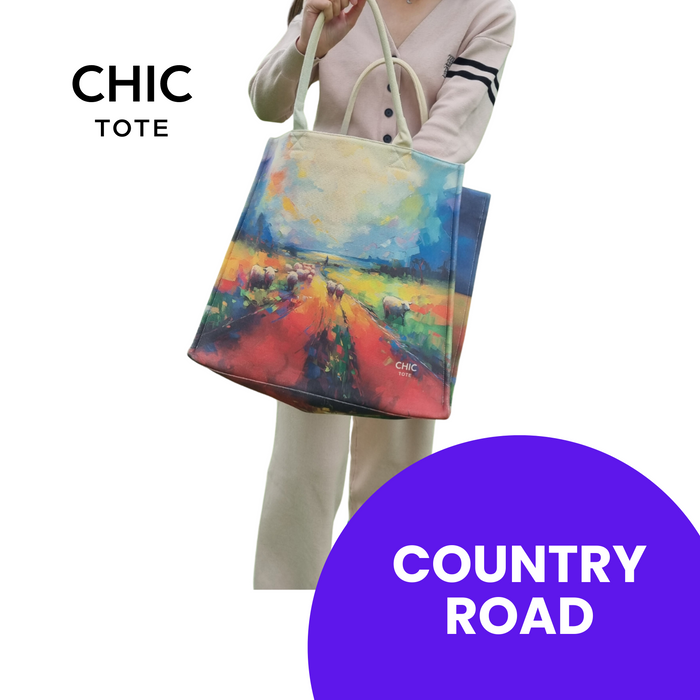 100% Artistic Cotton Tote Bag Sustainable Fashion-COUNTRY ROAD