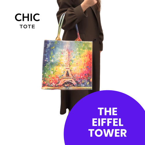 100% Artistic Cotton Tote Bag Sustainable Fashion-THE EIFFEL TOWER